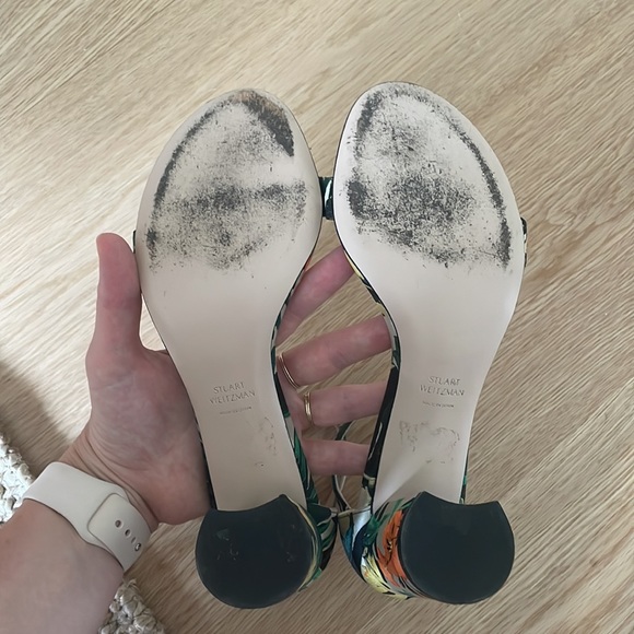 Stuart Weitzman Green Floral Plant Heels - Picture 5 of 9